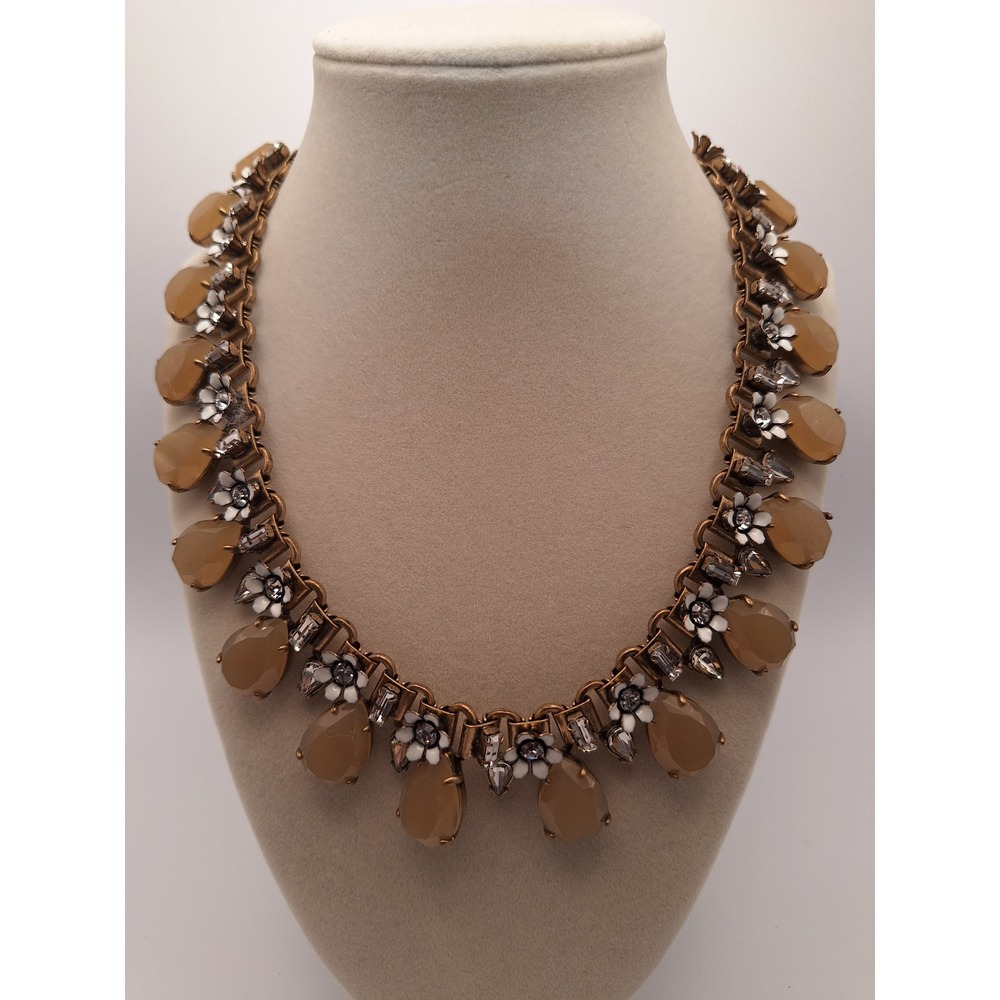 J Crew floral necklace Flower Bud Eclectic Floral enamel crystal statement
